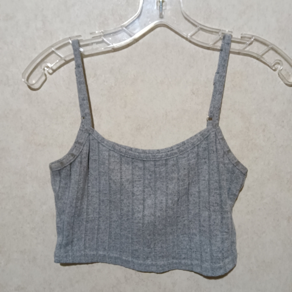 Gray Ribbed Women's Top